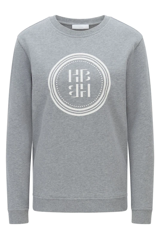 BOSS Womens C Esety Logo-Artwork Sweatshirt in Organic Cotton Silver