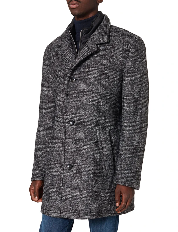 Bugatti Men's Mantel Wool Coat - Darkgray, Size 40