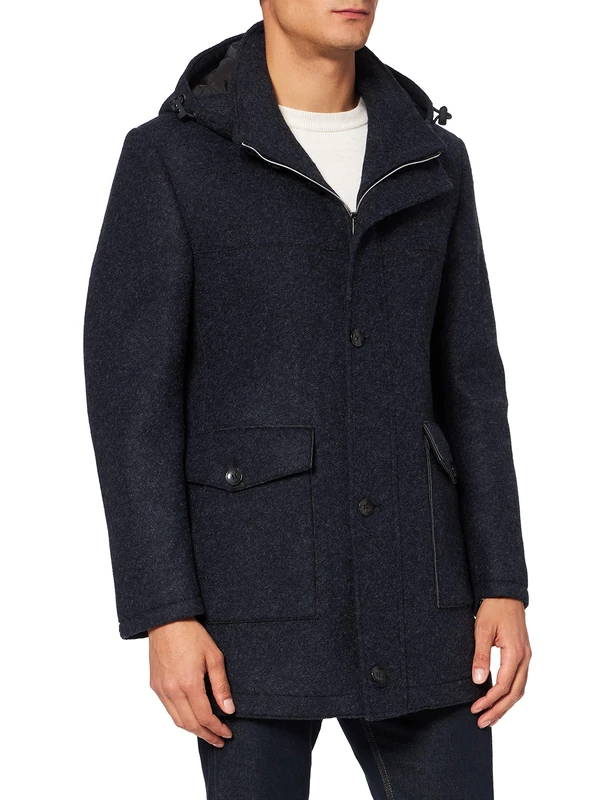 bugatti Men's Mantel Wool Coat, Navy, 48 cm
