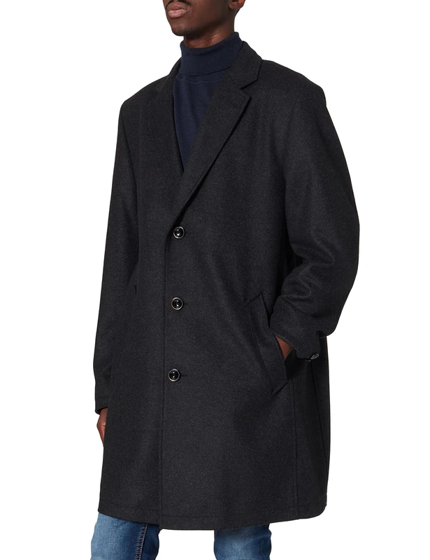 Bugatti Men's Wool Coat - Grey - 20.5
