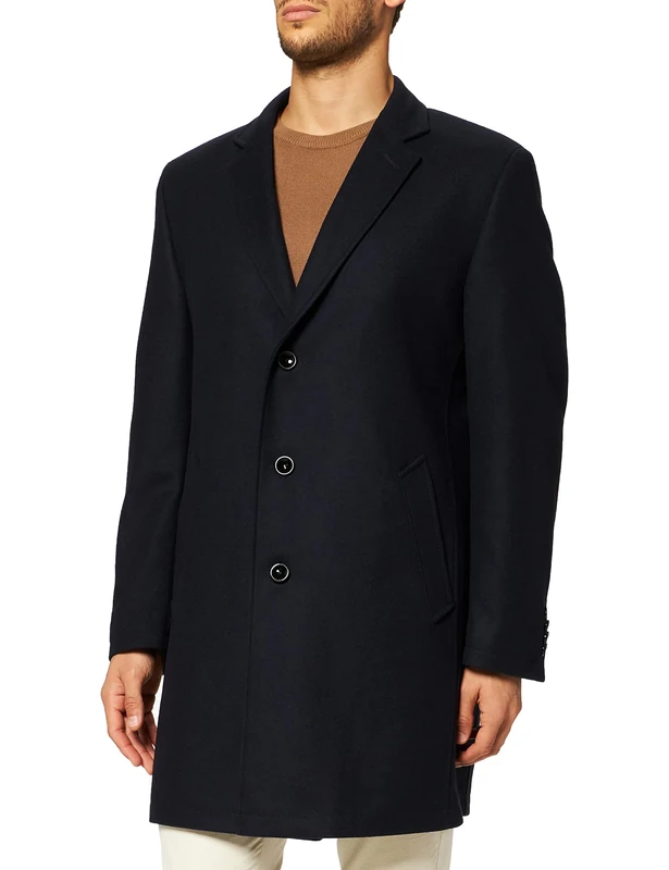 Bugatti Men's Mantel Wool Coat, Navy, 20.5