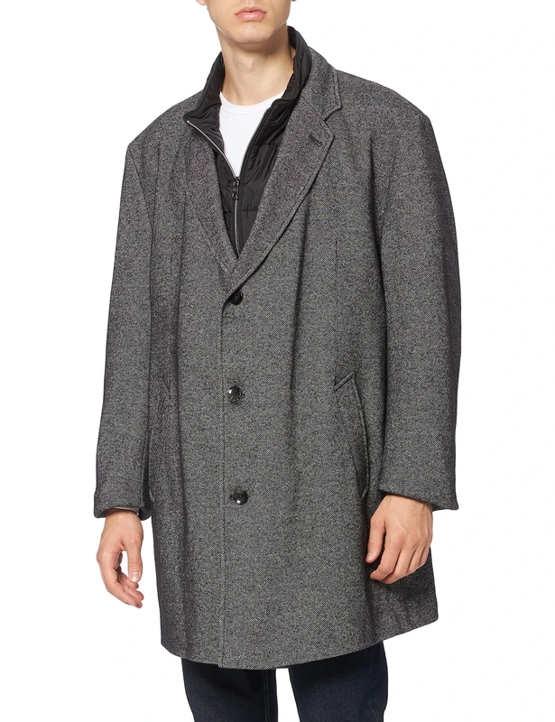 Bugatti Men's Mantel Wool Coat, Black, 27
