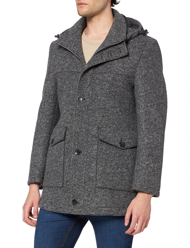 bugatti Men's Wool Coat, Dark Grey 260, 48 cm - Image 1