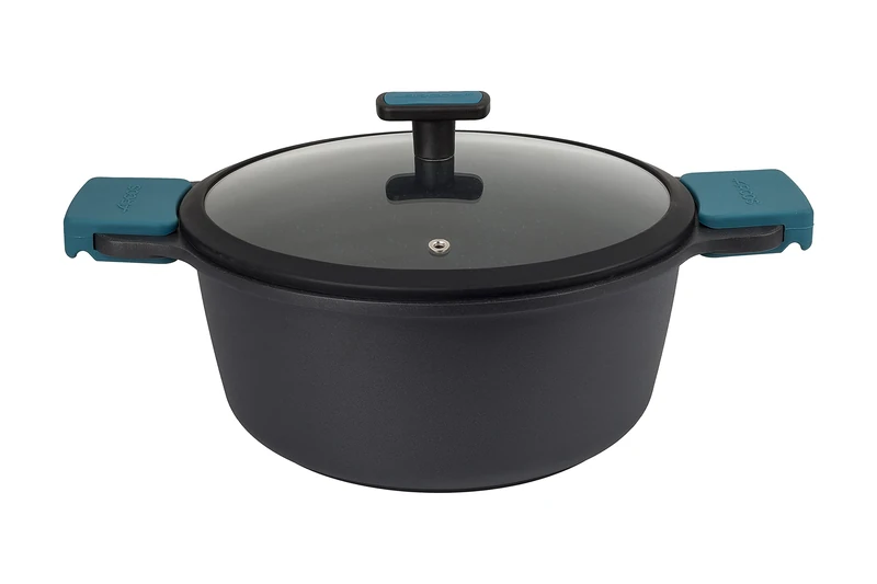 Arcos Thera Series | Non-Stick Casserole | Cast Aluminium | Suitable for Any Kitchen | Silicone Handles | Energy Saving System | Dishwasher Safe | Colour Black and Blue (28 cm / 6.6 L)