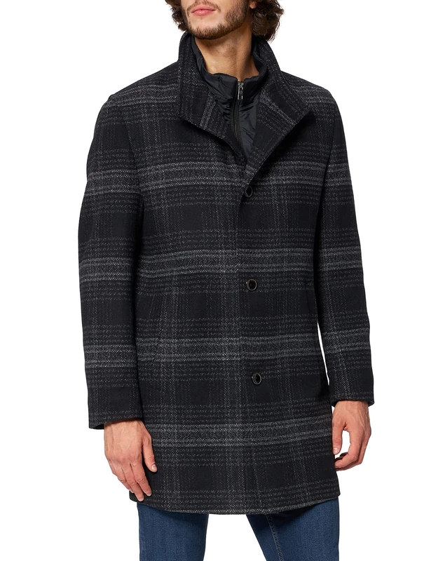 Bugatti Men's Mantel Wool Coat, Navy, 52