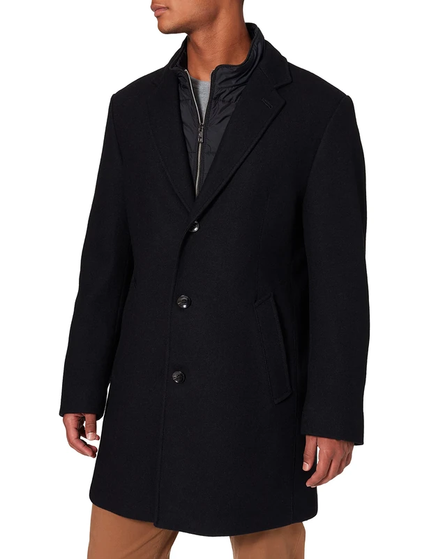 bugatti Men's Wool Coat, Navy, 46
