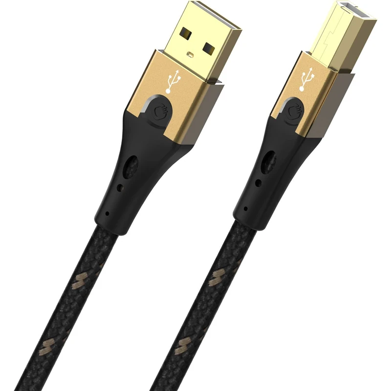 Oehlbach Primus USB Cable Type B 2.0 - State of The Art - High Speed 480 Mb/s Highly Flexible Metal Connector HPOCC Triple Shielding - Printer, Scanner, Audio Amplifier - Black/Gold - 10 m