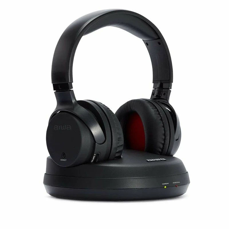 Aiwa WHF-880 Wireless RF Headphones Black Headband for TV/DVD/HiFi, 100 m Range, Rechargeable. - Image 1