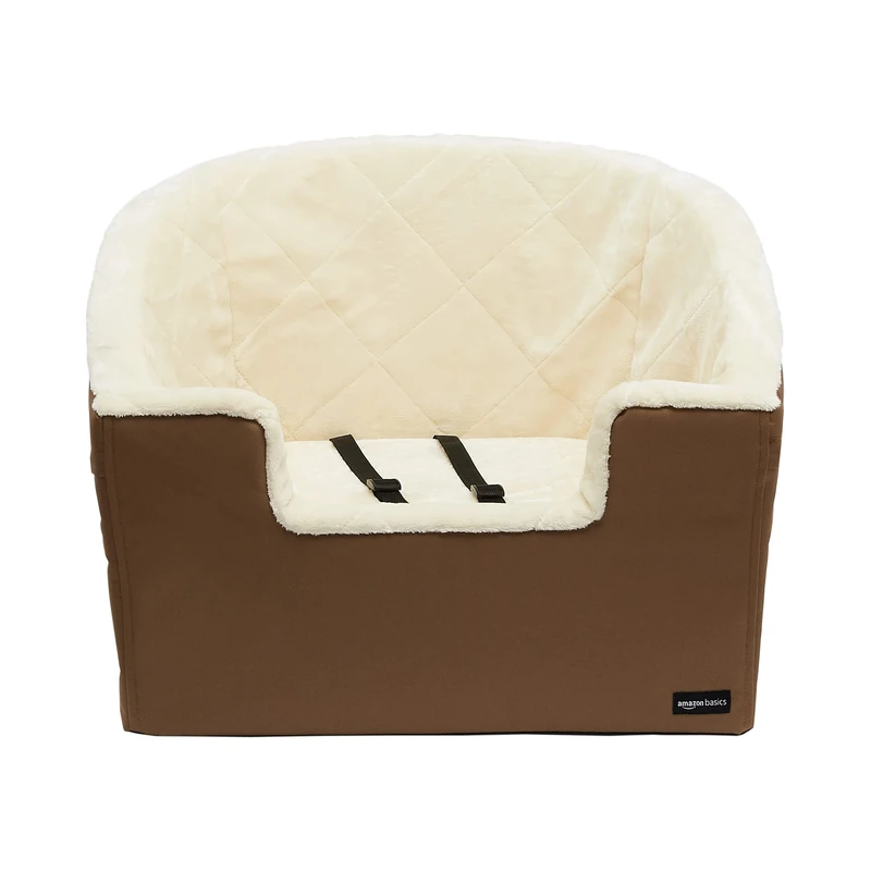 Amazon Basics Dog Car Seat, Pet Car Booster Bucket, Large, Tan, 45.7 x 55.8 x 40.6 cm