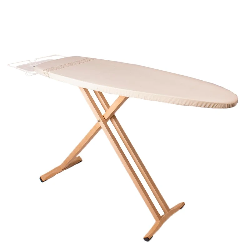 KITCHEN MOVE TAIGA Wooden Ironing Board 130 x 47 cm Height 95 cm with Iron Rest and Steam Station Tray,Wood