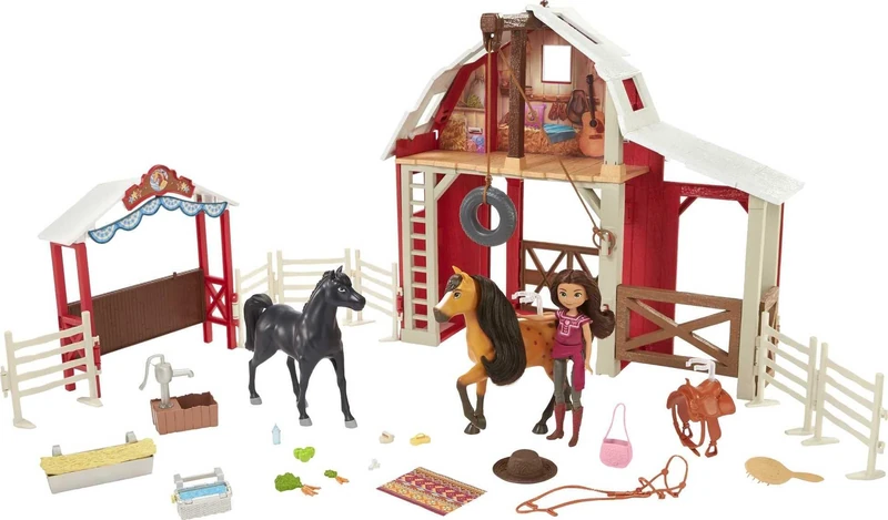 Spirit Untamed Ultimate Barn Playset, Lucky Doll (7-in) Spirit Horse with Color Change (8-in), Extra Horse, Barn, Paddock & Multiple Storytelling Accessories, Great Gift for Ages 3 Years Old & Up
