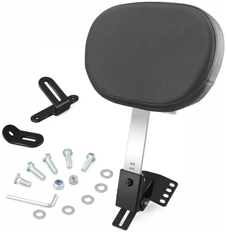 Adjustable Plug-in Driver Rider Backrest Custom Kit for Harley Electra Glides 1997-2021 Made Fit for Touring Models Road King Street Glide (Chrome Finished)