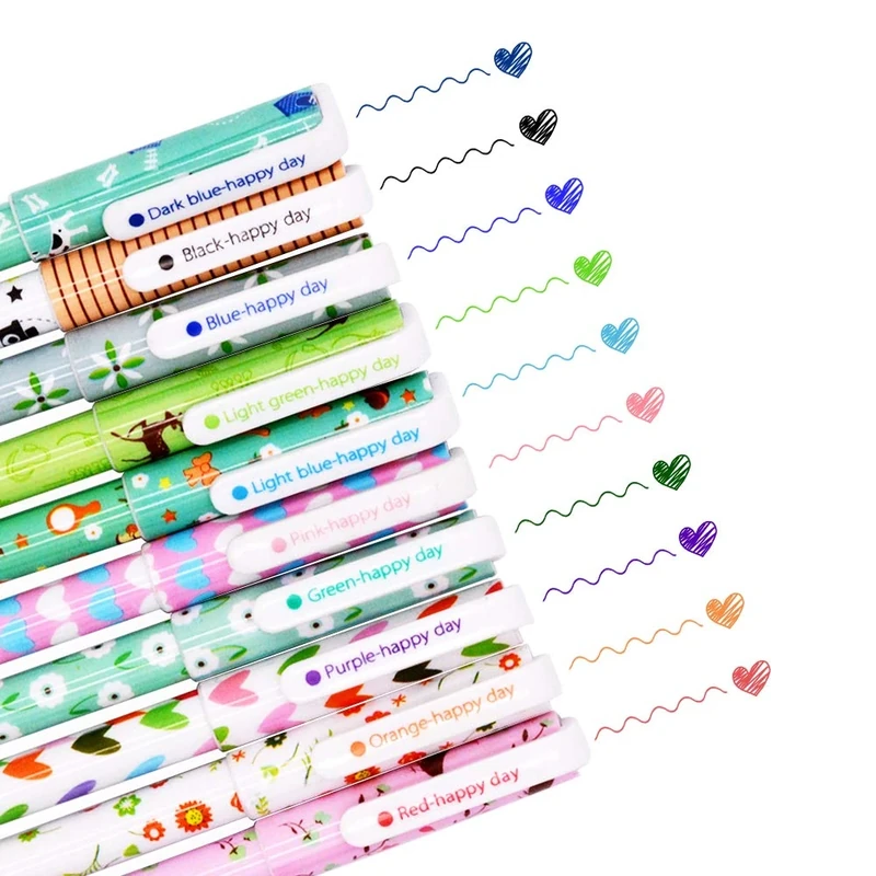 SITAKE 10 Pcs Cute Kawaii Ballpoint Pen Funny 0.38mm Colorful Ink Pen School Supplies for Student Teen Girls Women Gifts (Animal)