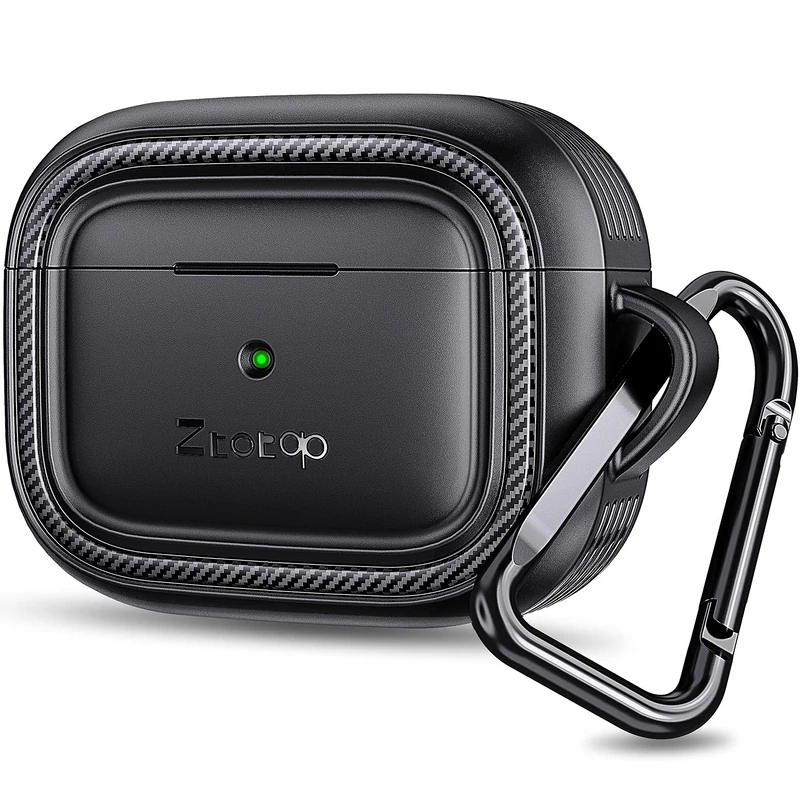 ZtotopCase for AirPods 3 Case 2021, Full-Body Rugged Protective Hard Cover with Smooth Skin Keychain LED Visible for AirPods 3 2021 - Black