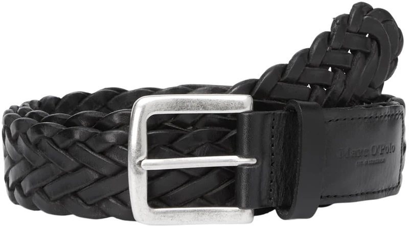 Marc OߴPolo Men's Braided Leather Belt, Black (Black), 110 cm