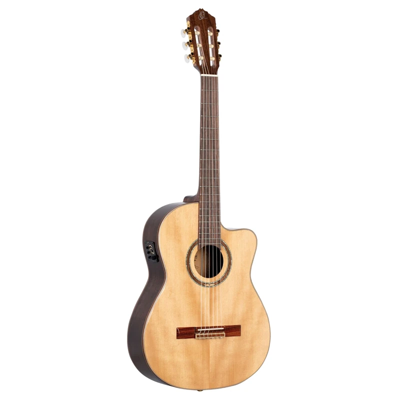 Ortega Guitars Classical Guitar Electro-Acoustic – 4/4, Medium Neck – Performer Series – Including Gig Bag – Solid Sitka Spruce / Walnut, Gloss Natural (RCE158MN)