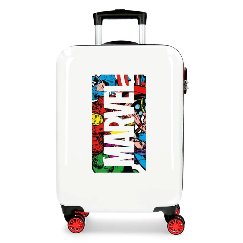Marvel Action Marvel Cabin Bag White 38 x 55 x 20 cm Rigid ABS Side Combination Lock 34L 2.66kg 4 Double Wheels Cabin Luggage