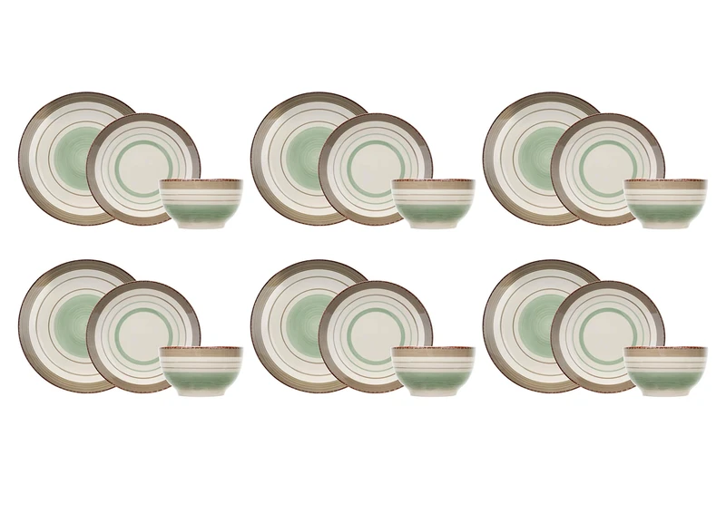 Cosy & Trendy Larissa 8940094 18-Piece Dinner Set for 6 People Green