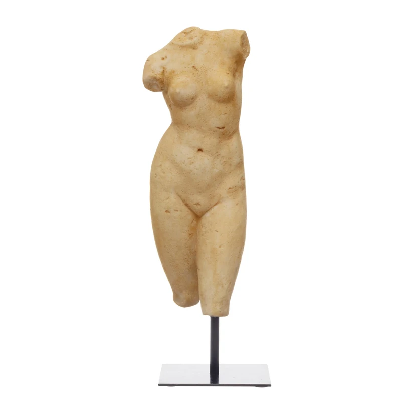 Creative Co-op Resin Female Body Figure on Metal Stand, Plaster Finish
