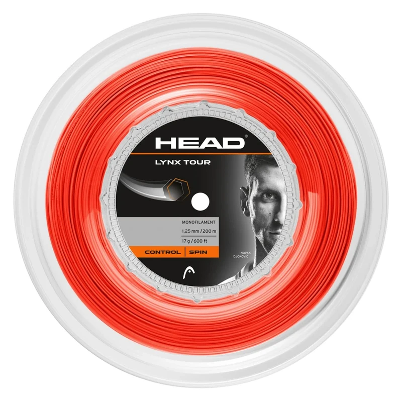 HEAD Lynx Tour 200m Reel Tennis String, Orange, 17