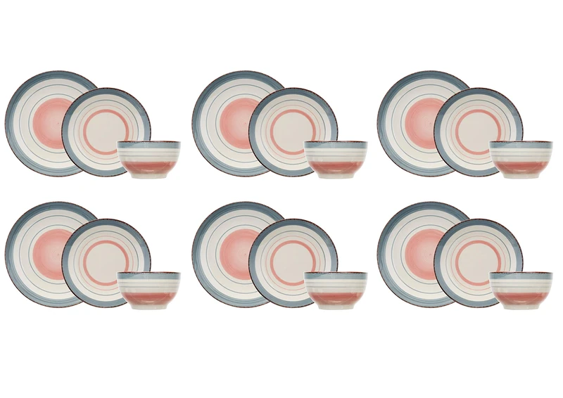 Cosy & Trendy Larissa 9034906 18-Piece Dinner Set for 6 People Pink