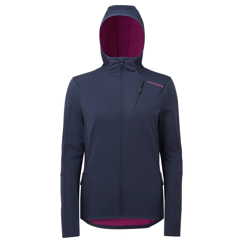 Altura Womens Cave Softshell Water Repellent Thermal Cycling Hoodie Navy/Pink - 16 - Image 1