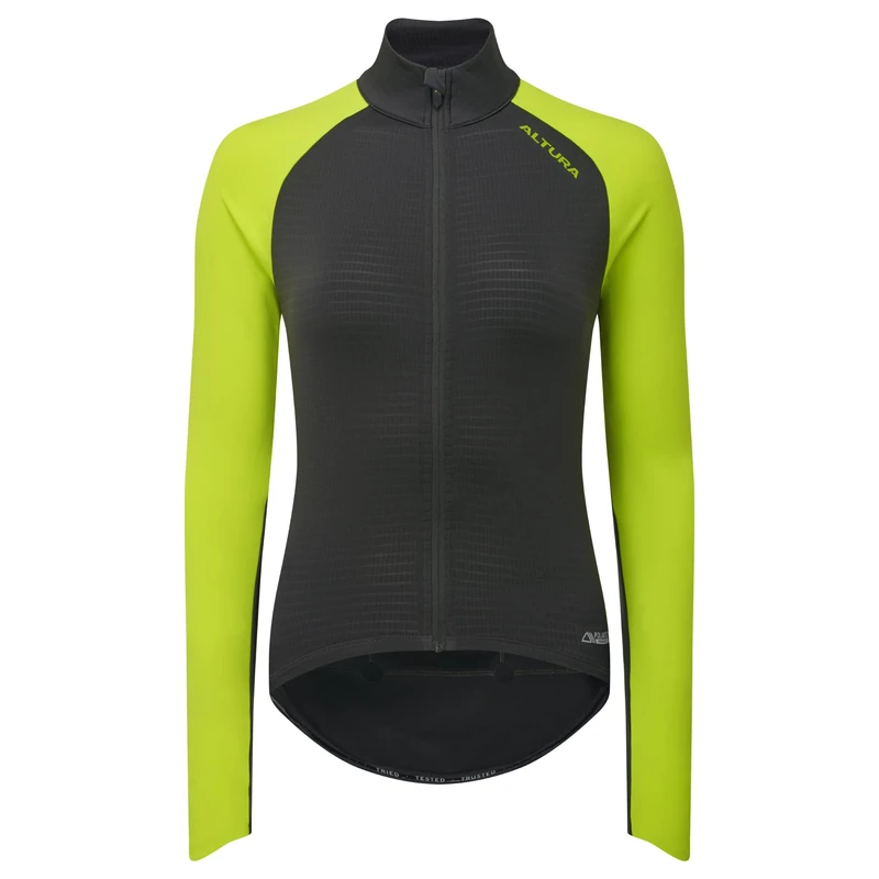 Altura Womens Icon Long Sleeve Windproof Reflective Thermal Cycling Jersey - Lime/Carbon - 12