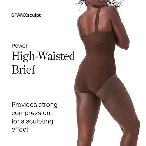 Spanx SPANXsculpt Power Series High-Waisted Brief - Lightweight All-Day Comfort - Core Control Shapewear - High-Waisted Underwear Chestnut Brown