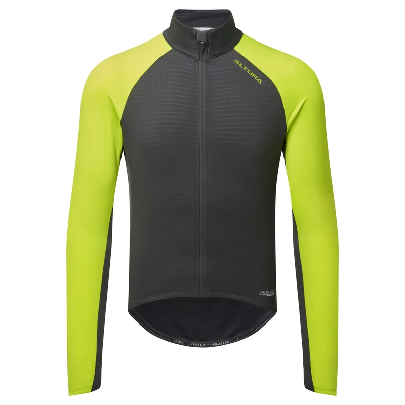Altura Mens Icon Long Sleeve Windproof Reflective Thermal Cycling Jersey - Lime/Carbon - Small