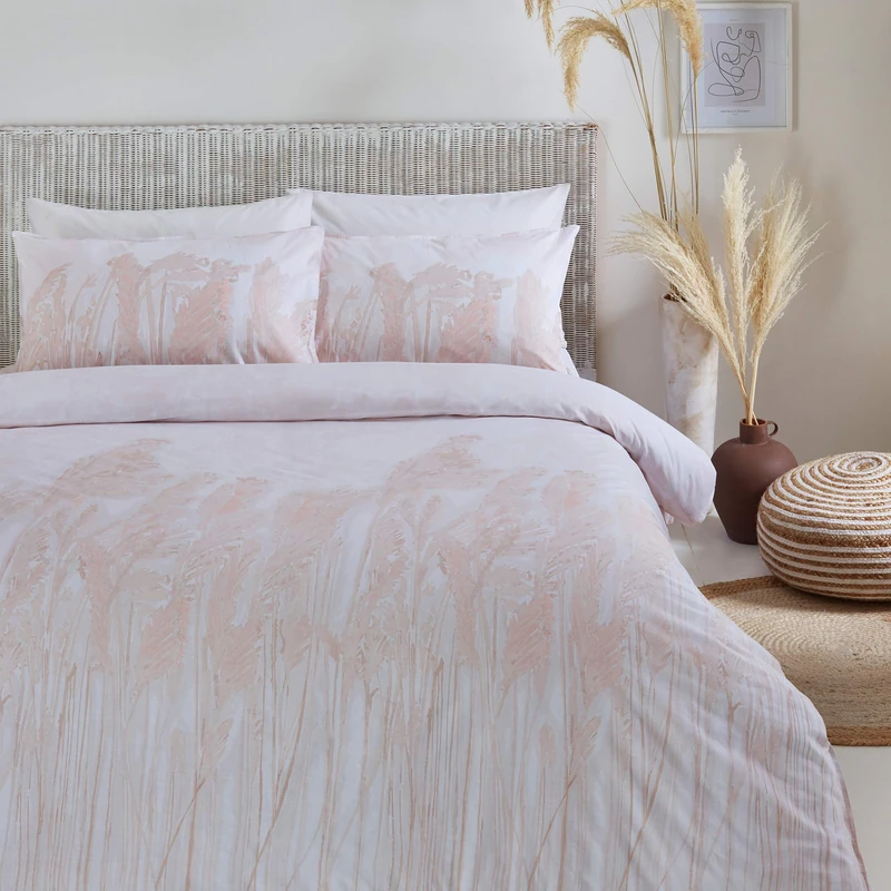 Yard The Linen Pampas Duvet Cover and Pillowcase Set, Blush, Kingsize,