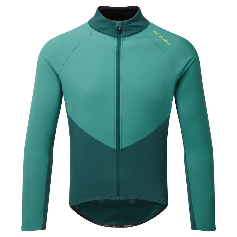 Altura Mens Endurance Long Sleeve Windproof Water Repellent Thermal Cycling Jersey - Dark Green - Small