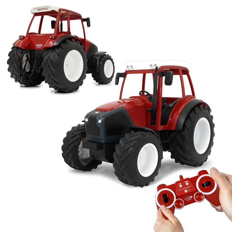 JAMARA Lindner Geotrac 405051 1:16 2.4GHz Realistic Motor Sound (can be switched off), Reversing Warning Sound, Horn, 2 Wheel Drive, Bright LEDs Front, Indicator, Demo Function, Red