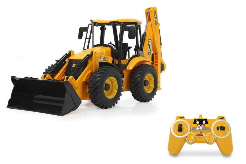 JAMARA 404980 JCB 1:20 Backhoe Loader 2.4GHz Lift/Lower/Tilt, Boom and Rear Shovel & Excavator Manual, 2 Wheel Drive, Realistic Motor Sound (Can Be Turned Off), Yellow