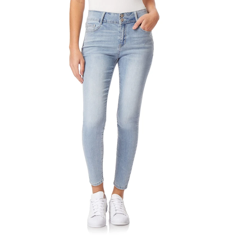 WallFlower Women's Juniors Instastretch High Rise Flirty Curvy Skinny Jeans (Standard and Plus), Union, 17