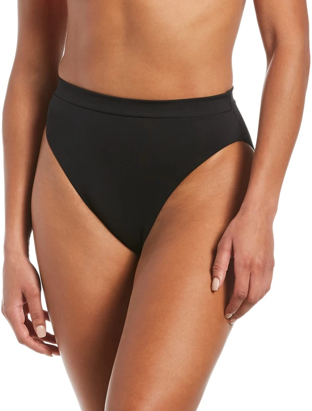NIKE Women's High Waist Bottom Bikini, Womens, NESSB347-001, Black, L - Image 1