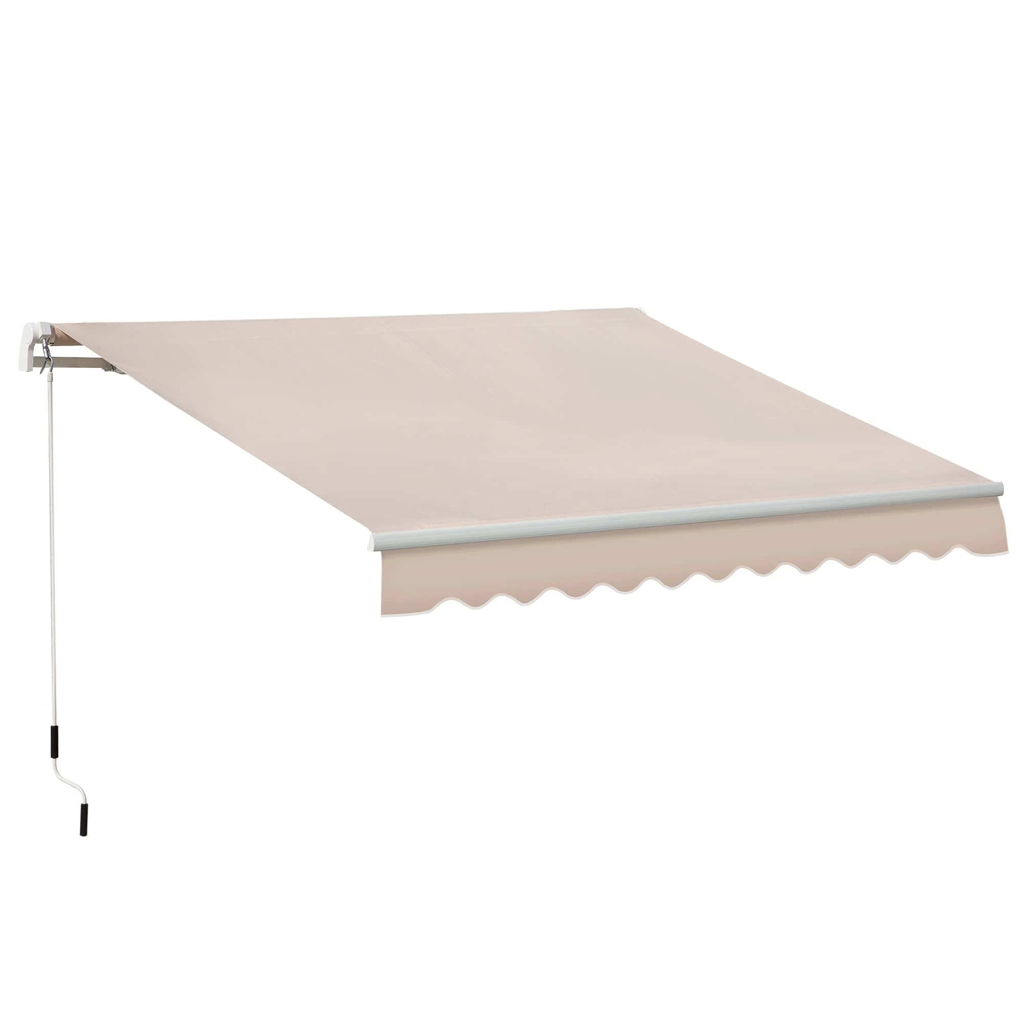 Outsunny 4x2.5m Retractable Manual Awning Window Door Sun Shade Canopy with Fittings and Crank Handle Beige