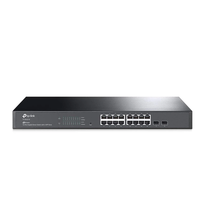 TP-Link TL-SG2218 18 Port Gigabit Smart Switch, 16× Gigabit RJ45 ports and 2× Gigabit SFP slots, Network Switch, Power Saving, Plug & Play, Metal Case, Ethernet Switch, Ethernet Splitter
