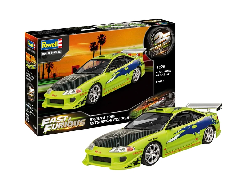 Revell 07691 Fast & Furious Brian's 1995 Mitsubishi Eclipse 1:25 Scale Unbuilt/Unpainted Plastic Model Kit