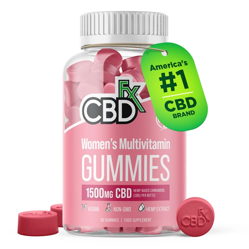 CBDfx 1500mg CBD High Strength Women's Multivitamin Vegan Gummies, Vitamin A, C, D3, E, B6, B12, Biotin, Calcium and Zinc 60x Bottle (30 Days)