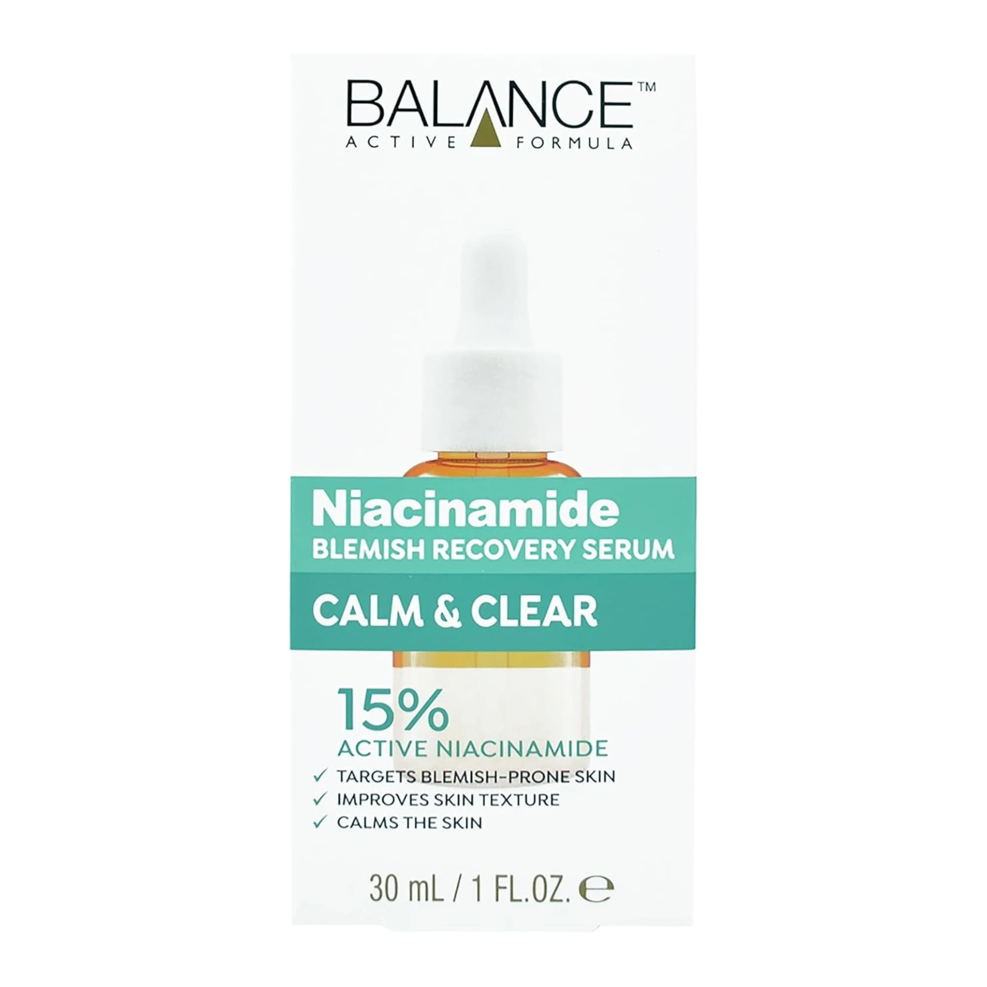 Balance Active Formula Niacinamide Blemish Recovery Serum - 15% Niacinamide for Clear Skin, Blemish Reduction, Lightweight & Non-Sticky, Refines Texture - 30ml