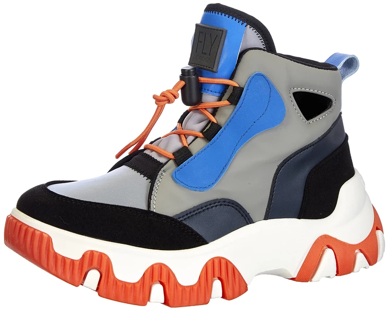 Fly London Women's FENY633FLY Sneaker, Grey/Blue/Orange, 3 UK