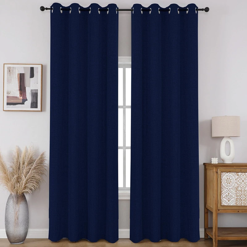 CUCRAF Total True Blackout Window Curtains,Thermal Insulated Room Darkening Drapery for Bedroom Living Room,2 Panels Set(52 x 84 inches, Navy Blue)