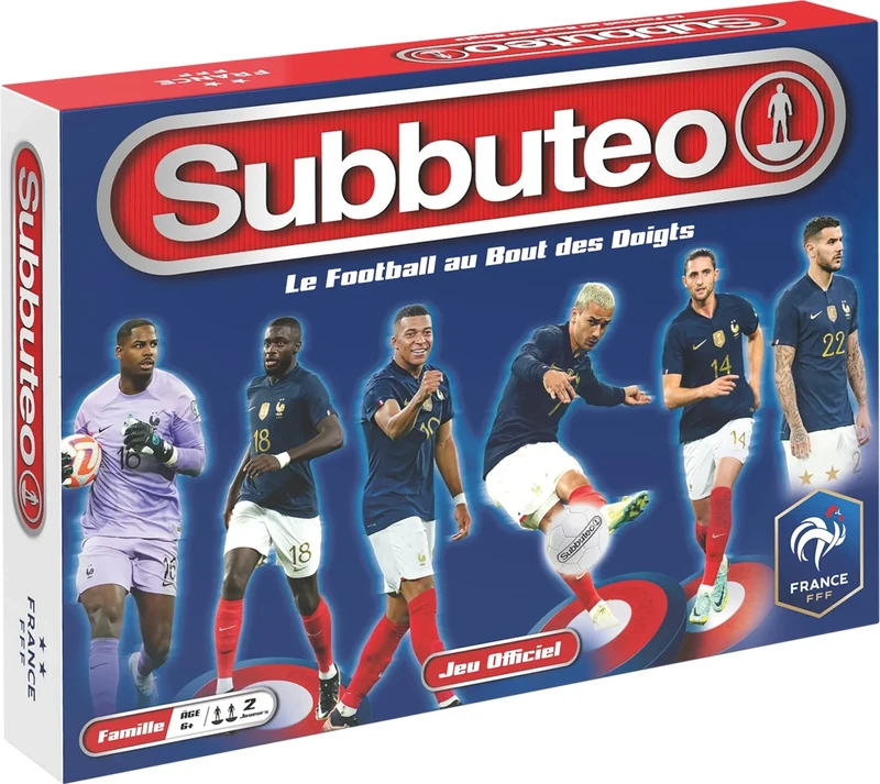 MegaBleu - SUBBUTEO Team de France FFF - Table Football Game for Adults and Children from 6 Years Old - Football Game with Strategic Pitcherette - Official FFF Product - 2 Players - In French