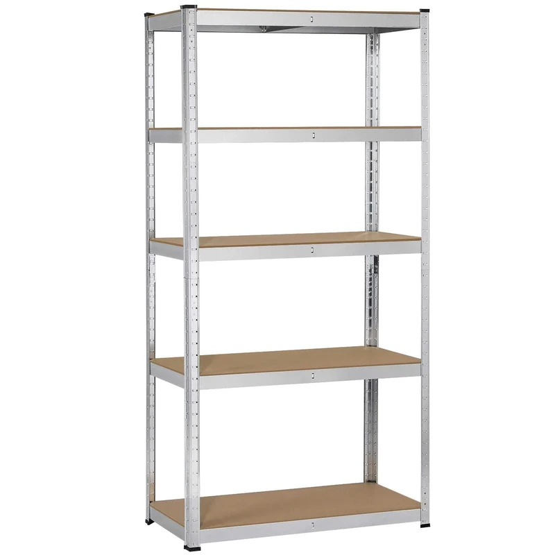 Yaheetech 5 Tier Garage Shelving Unit Heavy Duty Racking Shelves for Storage-180cm x 90cm x 40cm/175kg Per Shelf, 875kg Capacity, for Shed/Office/Workshop, Silver
