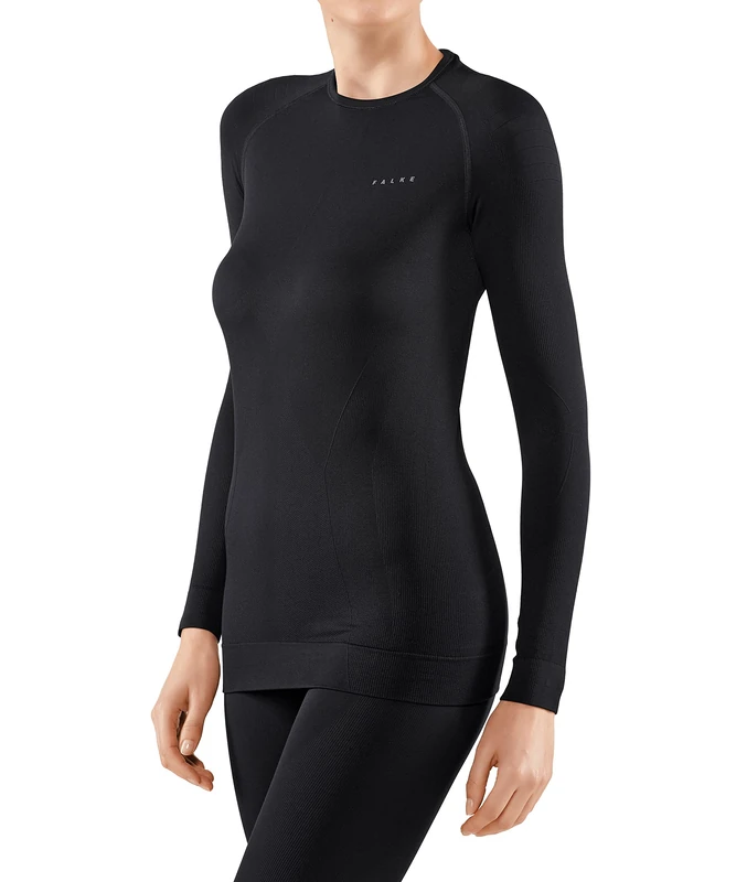 FALKE Women's Maximum Warm Round Neck W L/s Sh Functional Yarn Quick Dry 1 Piece Base Layer Top, Black 3000, XS