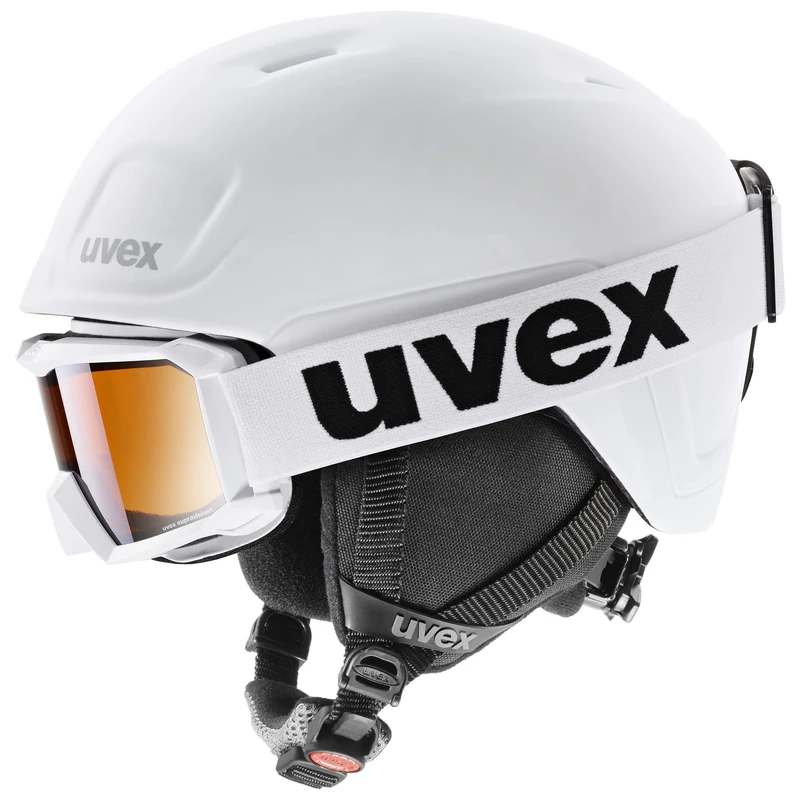 uvex Heyya Pro Set - Ski Helmet & Google Set for Kids - Individual Fit - Contrast Enhancing - White-Black - 54-58 cm