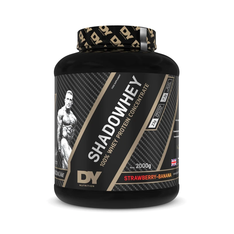 DY Nutrition - Shadowhey Whey Protein Concentrate Powder 2Kg | 23g Protein per Serving | 66 Servings | 7.3g of BCAAs | Sourced from EU Grass-Fed Cows | Premium Easy Mix Formula (Strawberry Banana) - Image 1