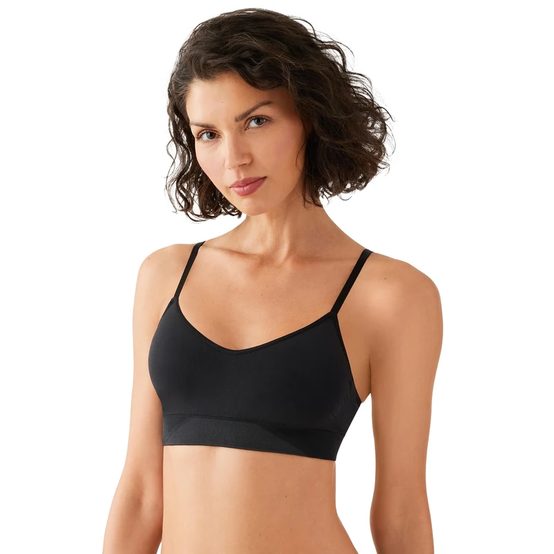 Wacoal Women's B-Smooth Skinny Strap Bralette Bra, Black, XXL