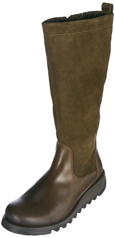 Fly London Women's SEME828FLY Knee High Boot, Olive/Sludge, 4 UK