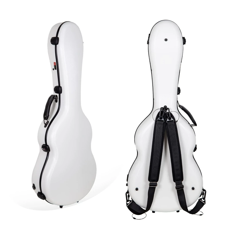 Crossrock Poly Carbon Case fits 4/4 Classical Guitars, Anti-Scratch Flight Case in White(CRF4020CWT)